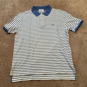 Southern Tide Skipjack Polo White and Blue Stripe Medium